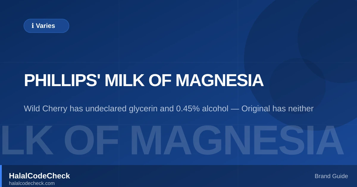 Is Phillips' Milk of Magnesia Halal? — HalalCodeCheck Brand Guide